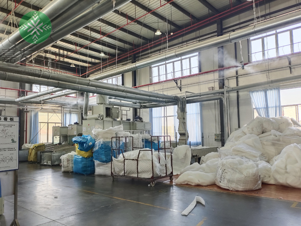 杭州嘉友携手宝盈为新东方家纺车间安装干雾加湿器加湿案例